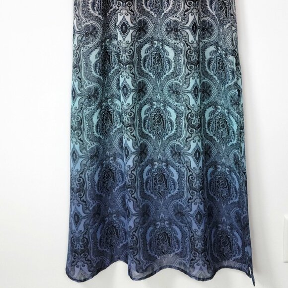 Maurice's Blue & Black Paisley Gradient Ombre Boho Maxi Dress - Picture 10 of 12